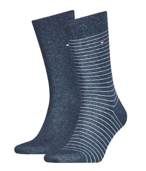 Tommy Hilfiger  Men Small Stripe Sock 2P 2-Pack Jeans (356)